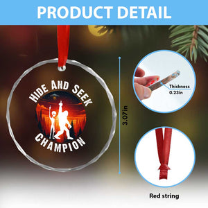 Hide And Seek Champion Crystal Glass Ornament Funny Bigfoot And Alien Lover Gift TS12 Print Your Wear
