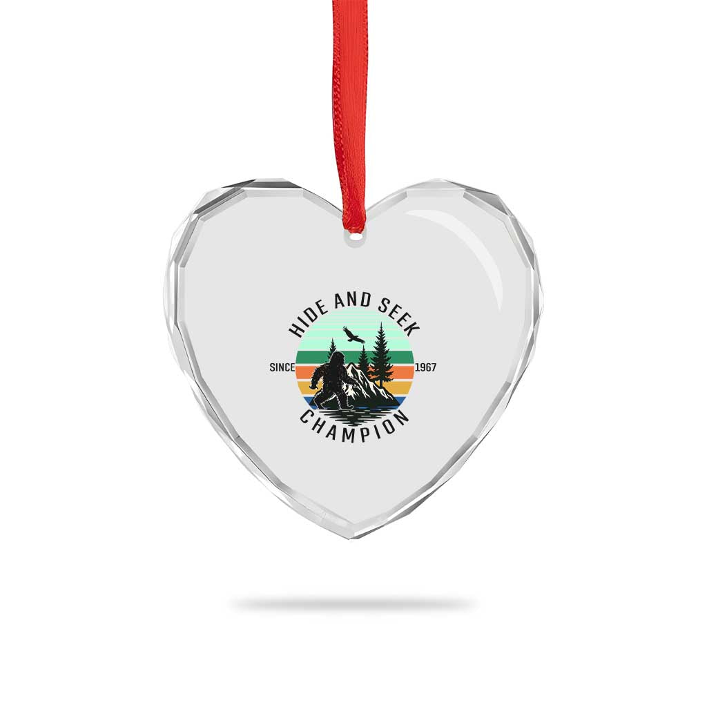Hide And Seek Champion Heart Crystal Glass Ornament Bigfoot Lover Gift TS12 Print Your Wear