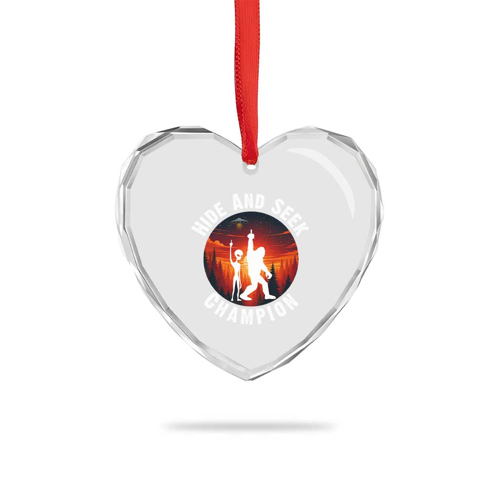 Hide And Seek Champion Heart Crystal Glass Ornament Funny Bigfoot And Alien Lover Gift TS12 Print Your Wear