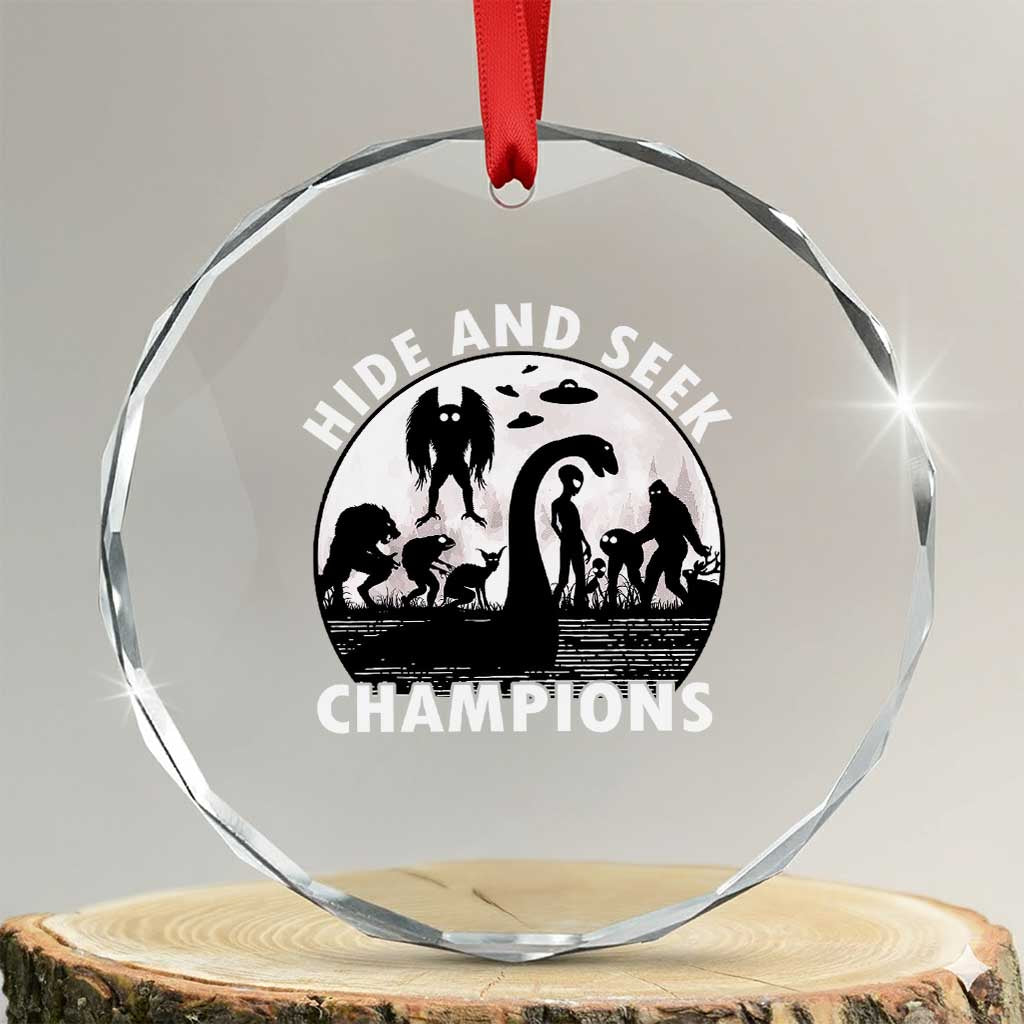 Hide And Seek Champions Crystal Glass Ornament Funny Cryptid Cryptozoology TS14 Transparent Glass 3'' Circle Print Your Wear