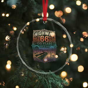 Highway 66 100 Years of the Mother Road Crystal Glass Ornament Centennial 1926-2026 Desert Oasis Retro Rainbow Graphic TS02 Print Your Wear