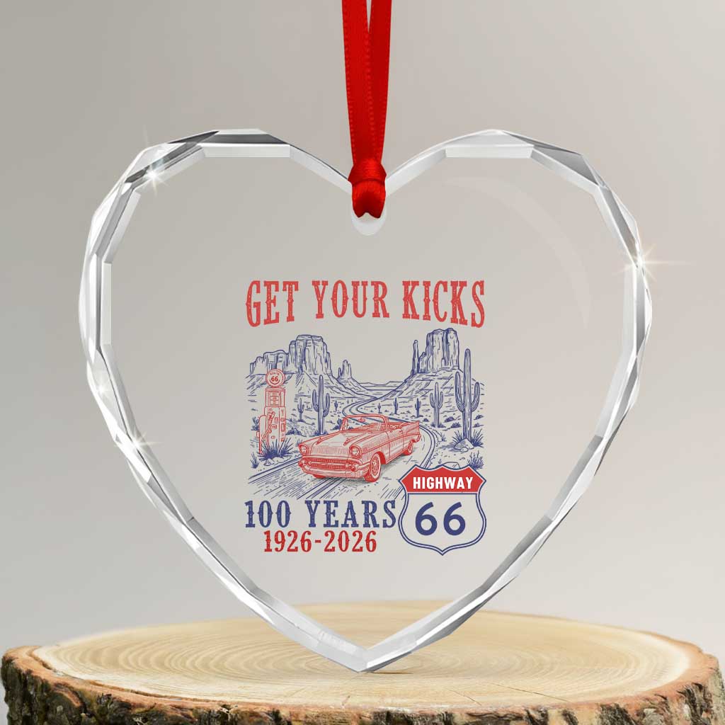 Route Highway 66 Get Your Kicks Centennial Road Trip 1926-2026 Heart Crystal Glass Ornament TS14 Transparent Glass 3'' Heart Print Your Wear
