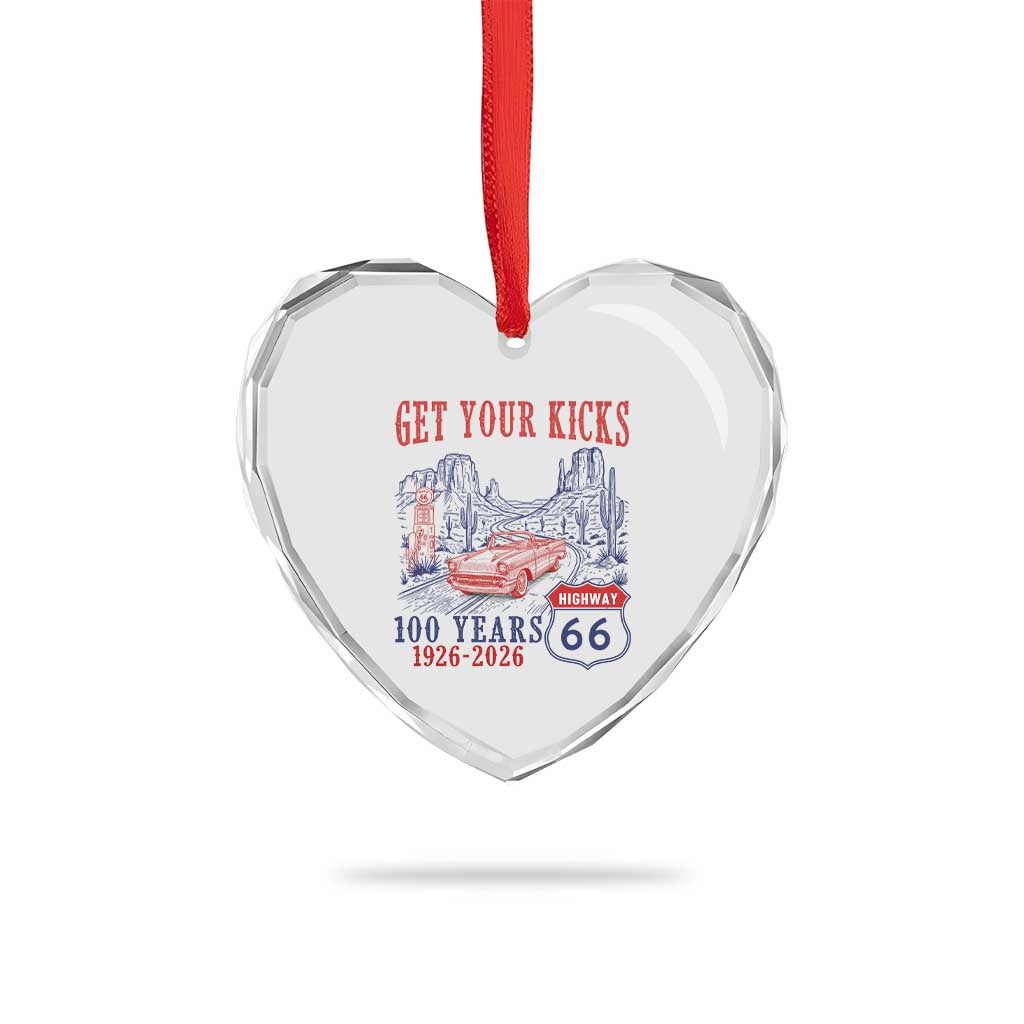 Highway 66 Get Your Kicks Centennial Road Trip 1926-2026 Heart Crystal Glass Ornament TS14 Print Your Wear
