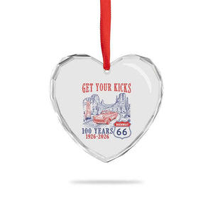 Highway 66 Get Your Kicks Centennial Road Trip 1926-2026 Heart Crystal Glass Ornament TS14 Print Your Wear
