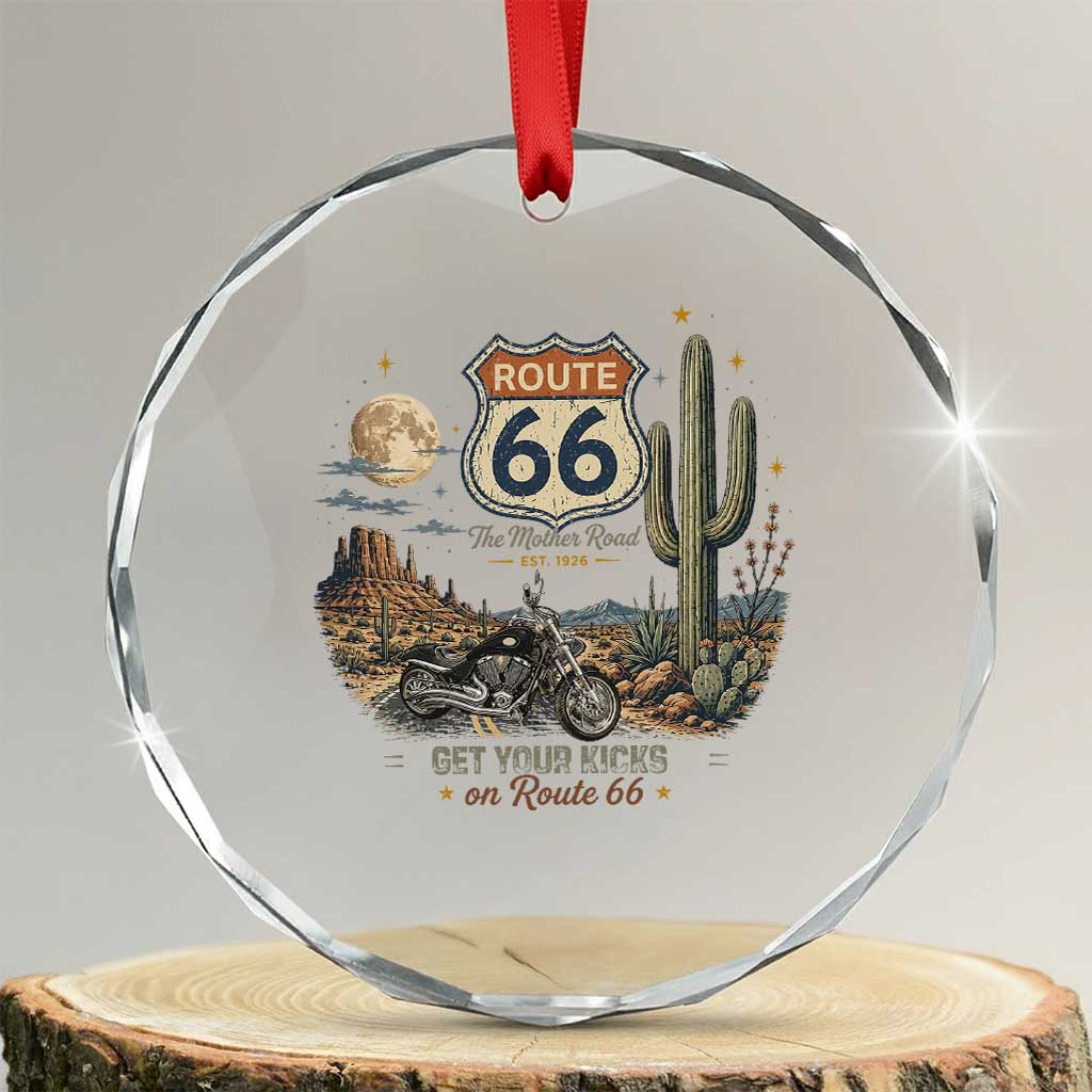 Route Highway 66 Get Your Kicks Centennial Road Trip Crystal Glass Ornament Vintage 1976 American Cruiser Motorcycle Lover 100th Anniversary Gift TS14 Transparent Glass 3'' Circle Print Your Wear