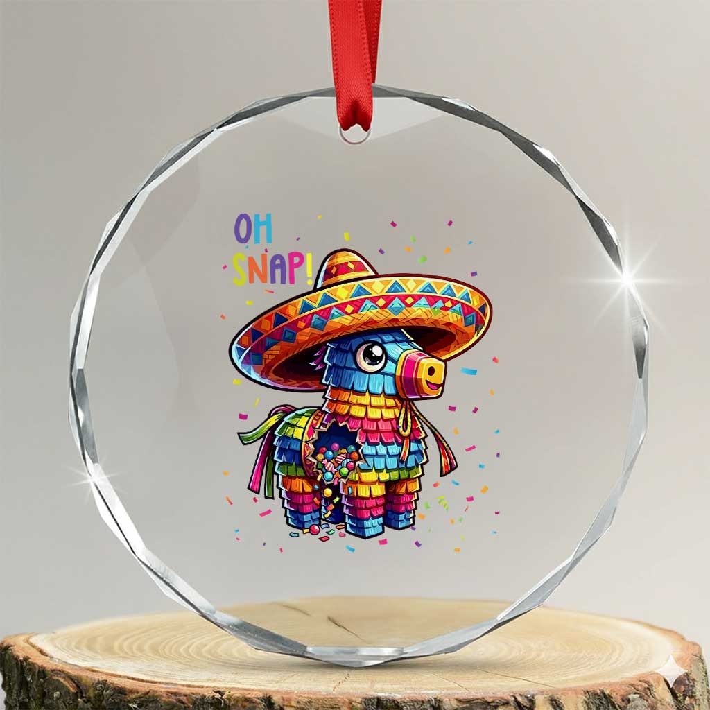 Hilarious Pinata Candy Rainbow Fiesta Party Crystal Glass Ornament Oh Snap TS12 Transparent Glass 3'' Circle Print Your Wear