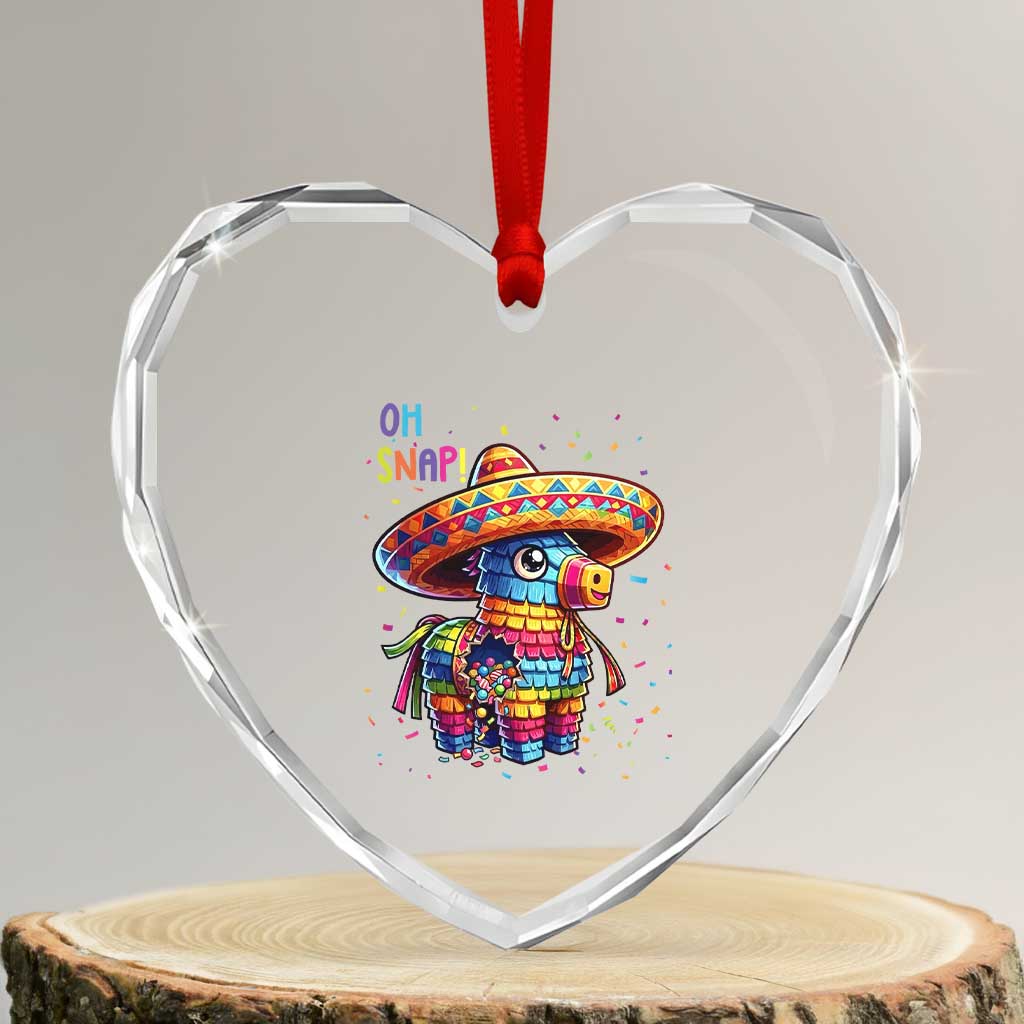 Hilarious Pinata Candy Rainbow Fiesta Party Heart Crystal Glass Ornament Oh Snap TS12 Transparent Glass 3'' Heart Print Your Wear