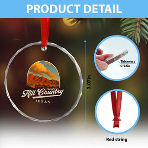 Hill Country Strong Crystal Glass Ornament Texas Support Retro Enchanted Rock TS02 Print Your Wear