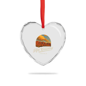 Hill Country Strong Heart Crystal Glass Ornament Texas Support Retro Enchanted Rock TS02 Print Your Wear