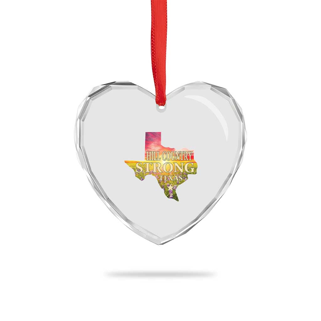 Hill Country Strong Texas Heart Crystal Glass Ornament Sunset Bluebonnet Resilience TS02 Print Your Wear