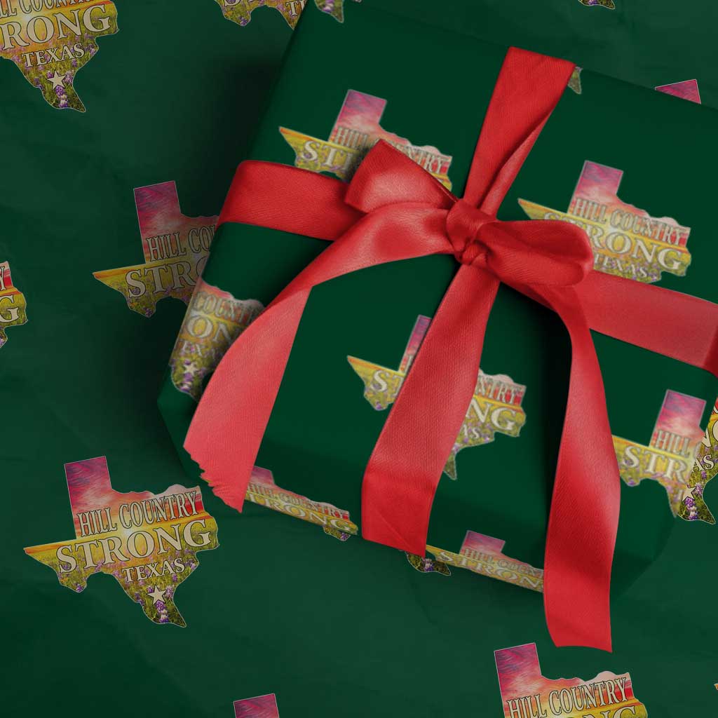 Hill Country Strong Texas Wrapping Paper Roll Sunset Bluebonnet Resilience TS02 Green Print Your Wear