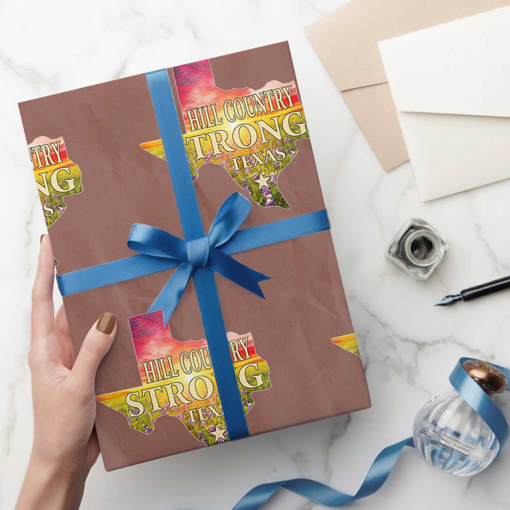 Hill Country Strong Texas Wrapping Paper Roll Sunset Bluebonnet Resilience TS02 Mocha Print Your Wear