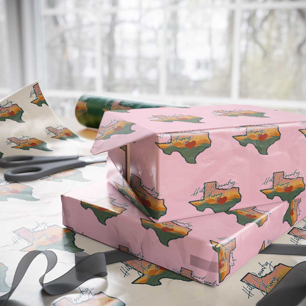 Hill Country Strong Wrapping Paper Roll Texas Pride for Resilient Texans Retro TS02 Light Pink Print Your Wear