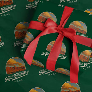 Hill Country Strong Wrapping Paper Roll Texas Support Retro Enchanted Rock TS02 Green Print Your Wear