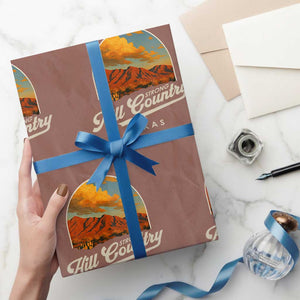 Hill Country Strong Wrapping Paper Roll Texas Support Retro Enchanted Rock TS02 Mocha Print Your Wear