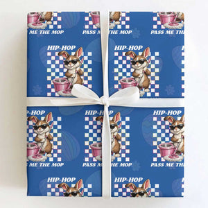 Hip Hop Easter Bunny Cleaning Pun Wrapping Paper Roll Funny Rabbit with Mop TS02 Royal Blue Print Your Wear