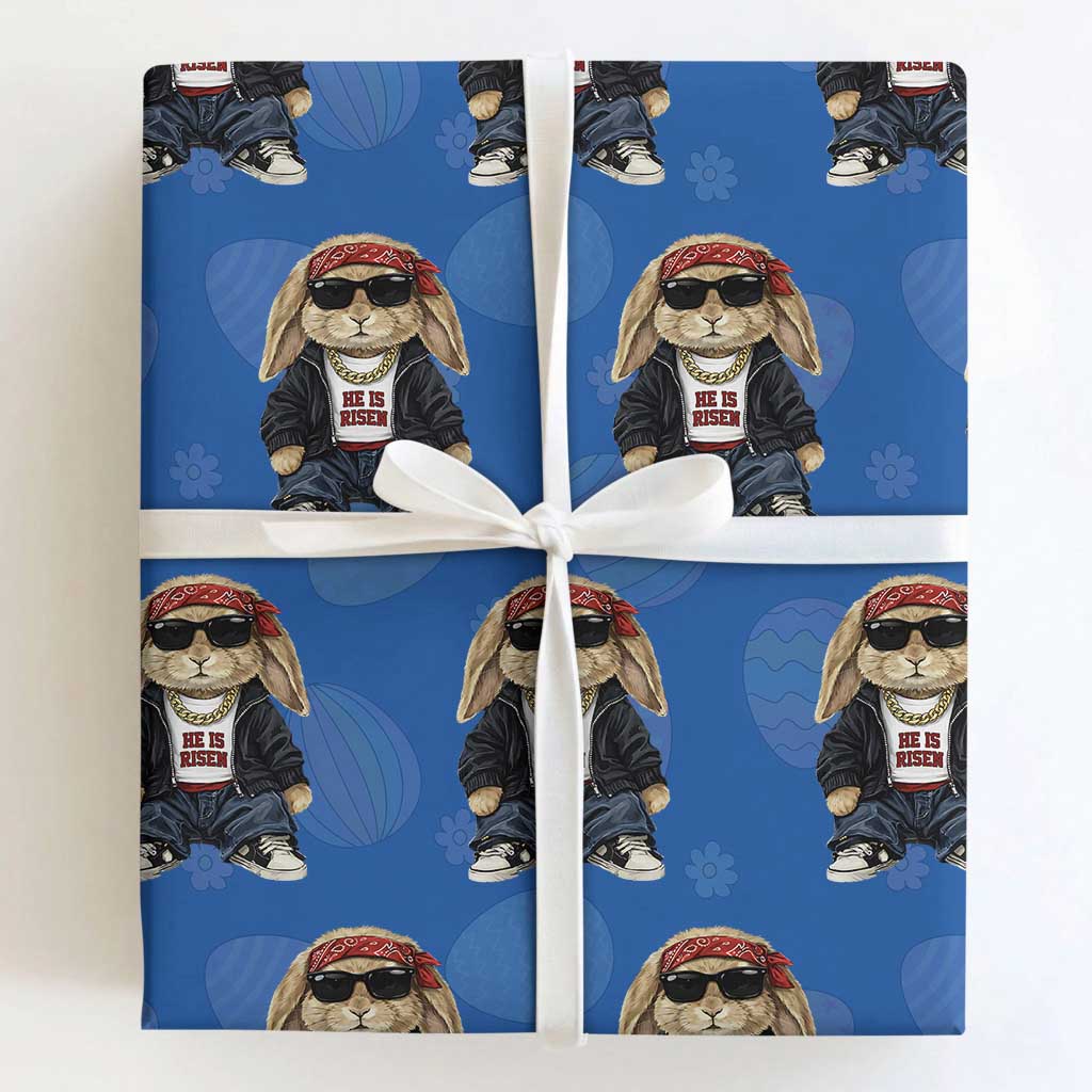 Hip Hop Easter Bunny He is Risen Jesus Religious Christian Wrapping Paper Roll TS11 Royal Blue Print Your Wear