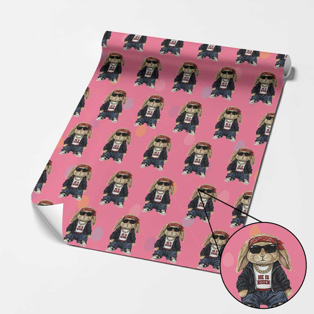 Hip Hop Easter Bunny He is Risen Jesus Religious Christian Wrapping Paper Roll TS11 Pink Print Your Wear