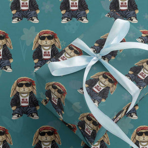 Hip Hop Easter Bunny He is Risen Jesus Religious Christian Wrapping Paper Roll TS11 Teal Print Your Wear