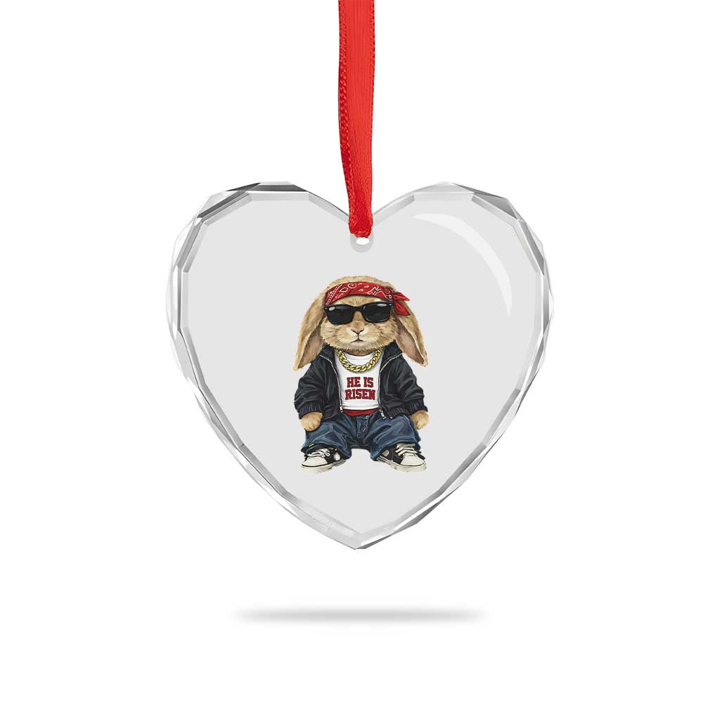 Hip Hop Easter Bunny He is Risen Jesus Religious Christian Heart Crystal Glass Ornament TS11 Print Your Wear