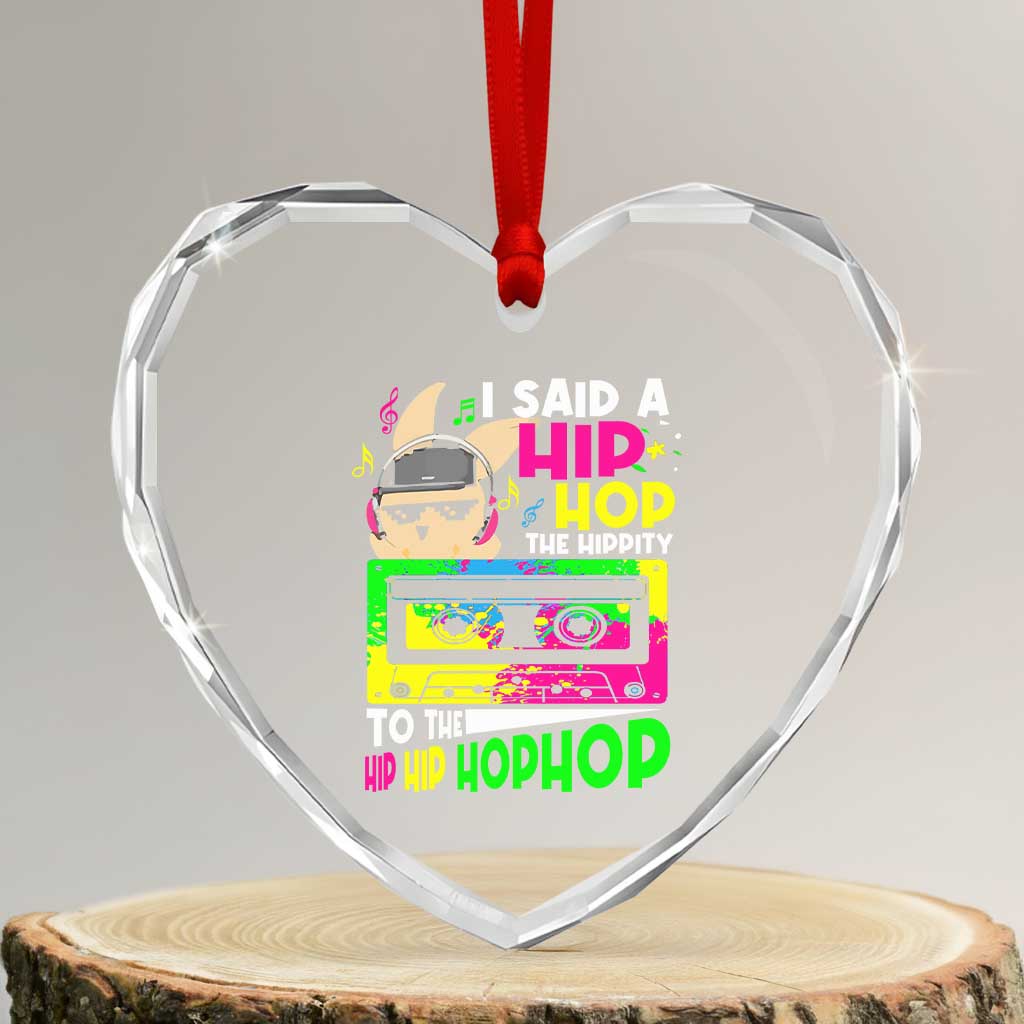 Hip Hop Easter Bunny Heart Crystal Glass Ornament Funny Hippity Cool Rabbit Lovers Toddler TS10 Transparent Glass 3'' Heart Print Your Wear