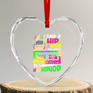 Hip Hop Easter Bunny Heart Crystal Glass Ornament Funny Hippity Cool Rabbit Lovers Toddler TS10 Transparent Glass 3'' Heart Print Your Wear