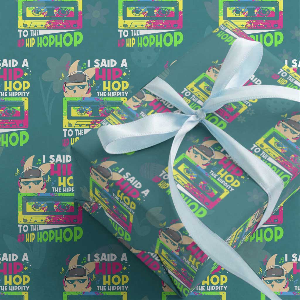 Hip Hop Easter Bunny Wrapping Paper Roll Funny Hippity Cool Rabbit Lovers Toddler TS10 Teal Print Your Wear