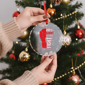 His Fight Is My Fight Crystal Glass Ornament Red Ribbon HIV Awareness Boxing Gift TS12 Print Your Wear