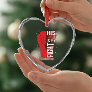His Fight Is My Fight Heart Crystal Glass Ornament Red Ribbon HIV Awareness Boxing Gift TS12 Print Your Wear