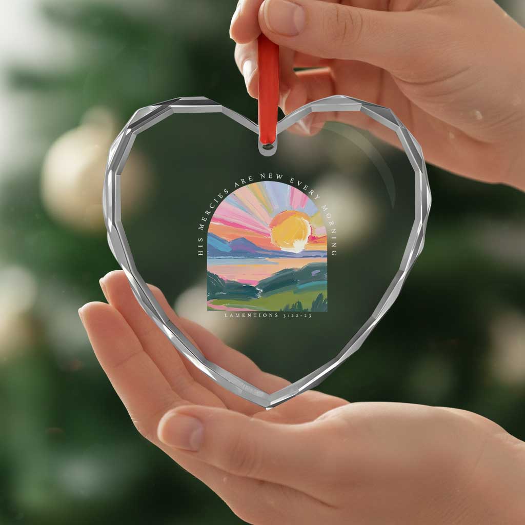 His Mercies Are New Every Morning Heart Crystal Glass Ornament Religious Christian Bible Verse TS11 Print Your Wear
