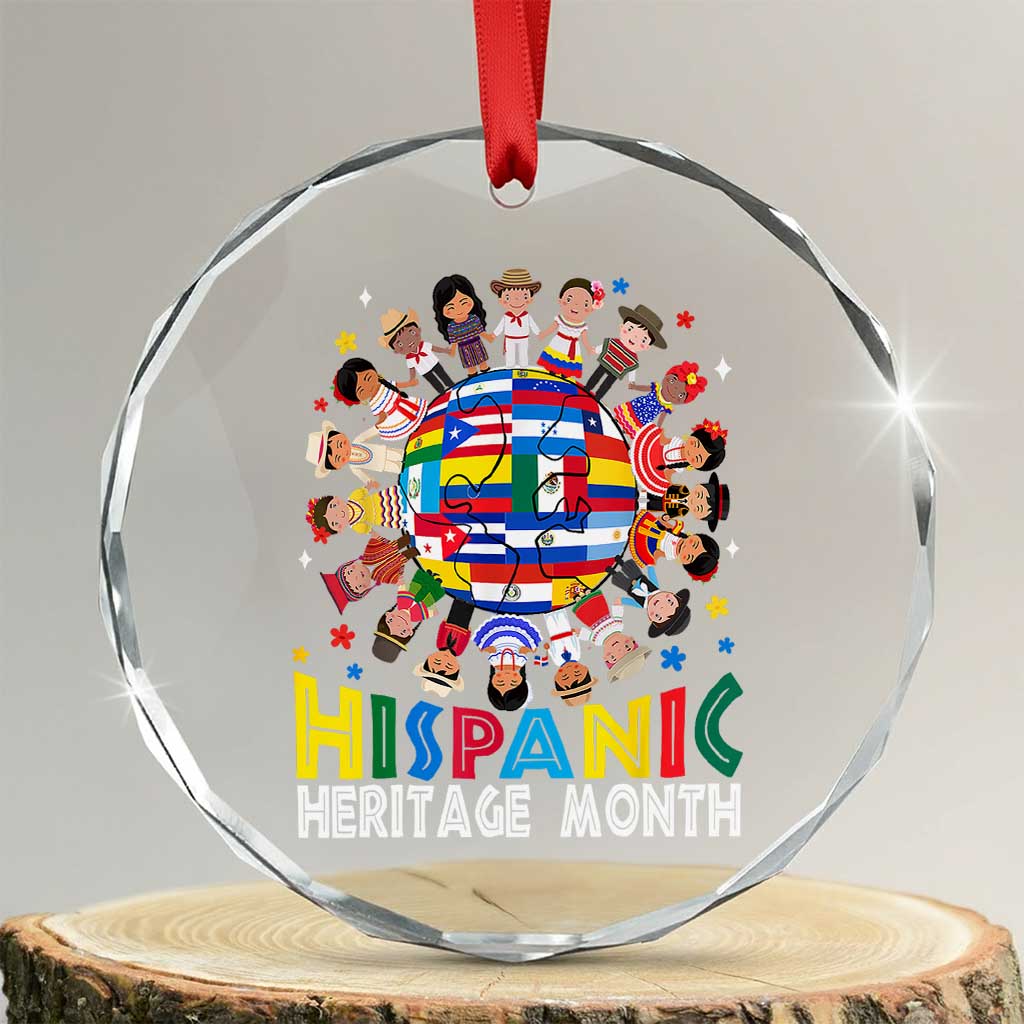 Hispanic Heritage Month Crystal Glass Ornament Herencia Hispana Celebration Hispanic Americans TS02 Transparent Glass 3'' Circle Print Your Wear