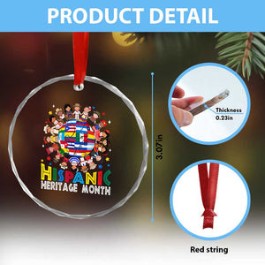 Hispanic Heritage Month Crystal Glass Ornament Herencia Hispana Celebration Hispanic Americans TS02 Print Your Wear