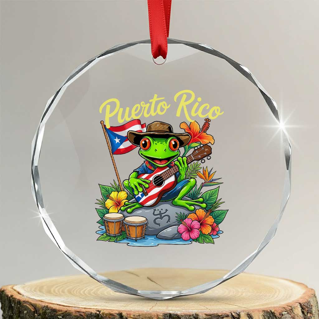 Hispanic Heritage Month Crystal Glass Ornament Taino Boricua Coqui Frog Puerto Rico TS14 Transparent Glass 3'' Circle Print Your Wear