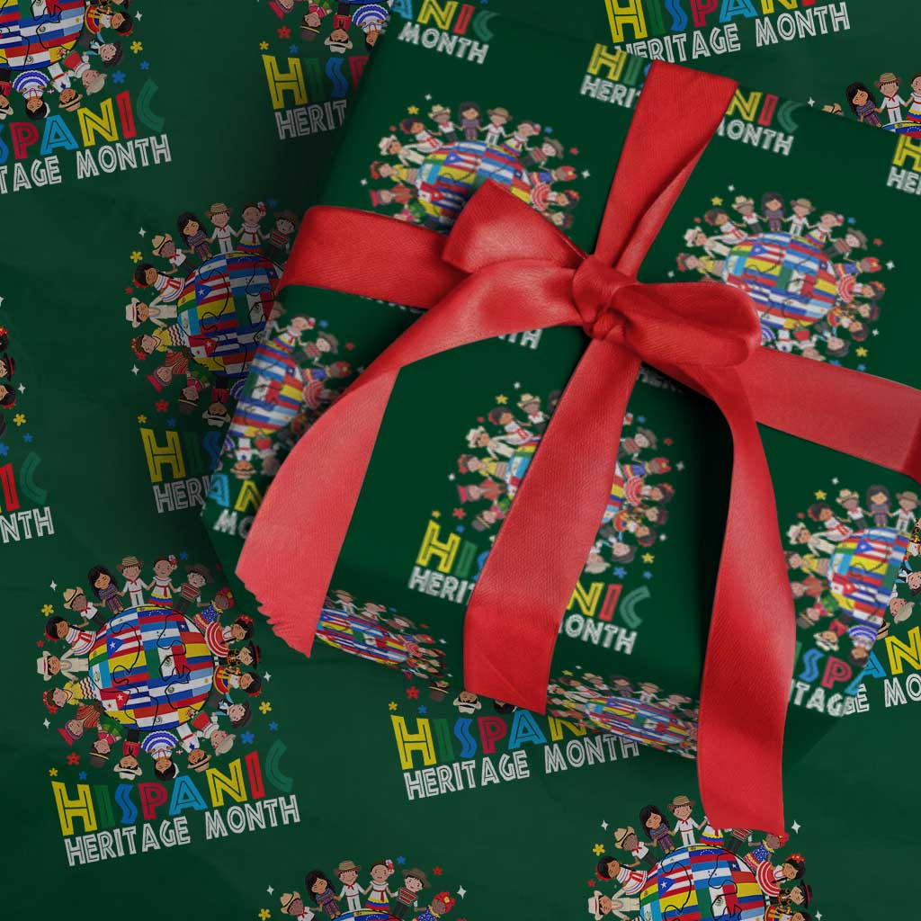 Hispanic Heritage Month Wrapping Paper Roll Herencia Hispana Celebration Hispanic Americans TS02 Green Print Your Wear