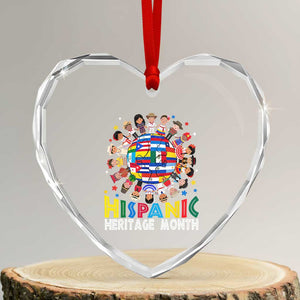 Hispanic Heritage Month Heart Crystal Glass Ornament Herencia Hispana Celebration Hispanic Americans TS02 Transparent Glass 3'' Heart Print Your Wear