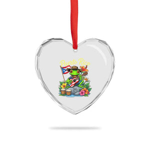 Hispanic Heritage Month Heart Crystal Glass Ornament Taino Boricua Coqui Frog Puerto Rico