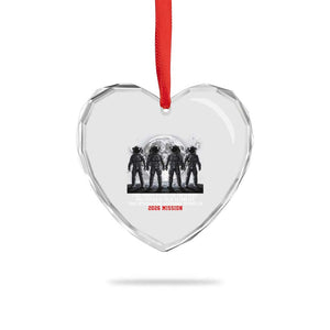 Historic 2026 Lunar Mission Crew Celebration Heart Crystal Glass Ornament Proud To Be Beyond Low Earth Orbit TS02 Print Your Wear