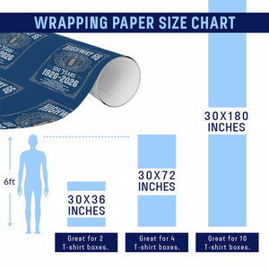 Historic Mother Road Highway 66 Wrapping Paper Roll Centennial 1926-2026 Classic Gas Pump Filigree Graphic TS02 Print Your Wear