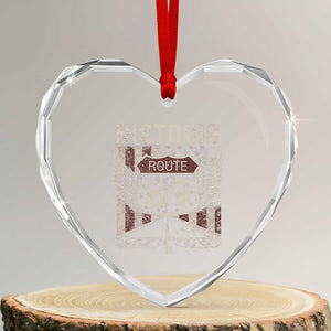 Historic Route 69 Highway Road Heart Crystal Glass Ornament Americana Vintage USA Flag TS11 Transparent Glass 3'' Heart Print Your Wear