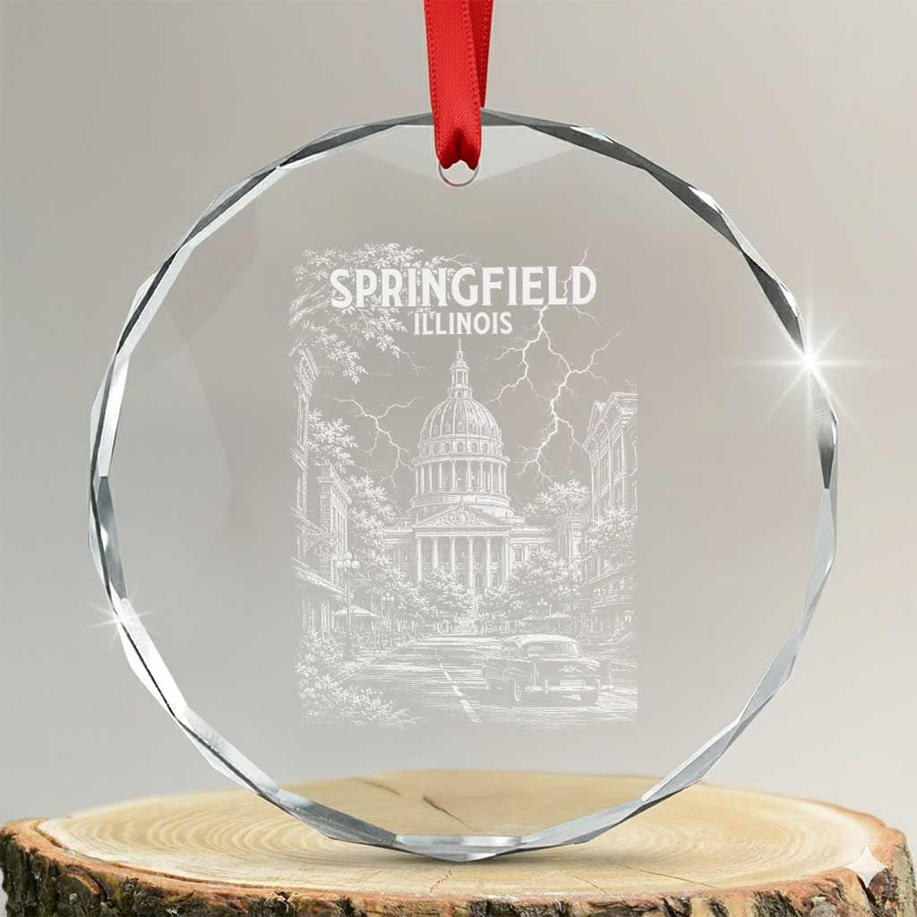 Historic Springfield Illinois Architecture Crystal Glass Ornament The Prairie State Souvenir Gift TS12 Transparent Glass 3'' Circle Print Your Wear