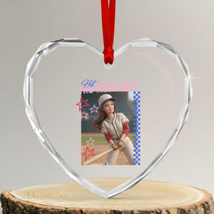 Hit The Dang Ball Funny Doll Baseball Graphic Heart Crystal Glass Ornament Sassy Sports Fan Gift TS02 Transparent Glass 3'' Heart Print Your Wear