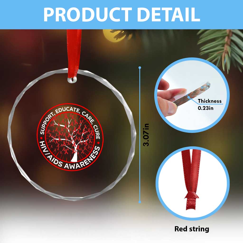 HIV AIDS Awareness Empowerment Gift Crystal Glass Ornament Support Educate Care Cure TS12 Print Your Wear