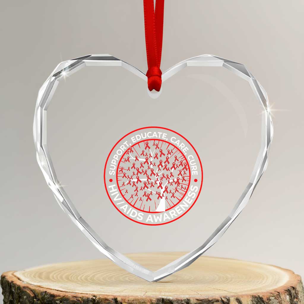 HIV AIDS Awareness Empowerment Gift Heart Crystal Glass Ornament Support Educate Care Cure TS12 Transparent Glass 3'' Heart Print Your Wear