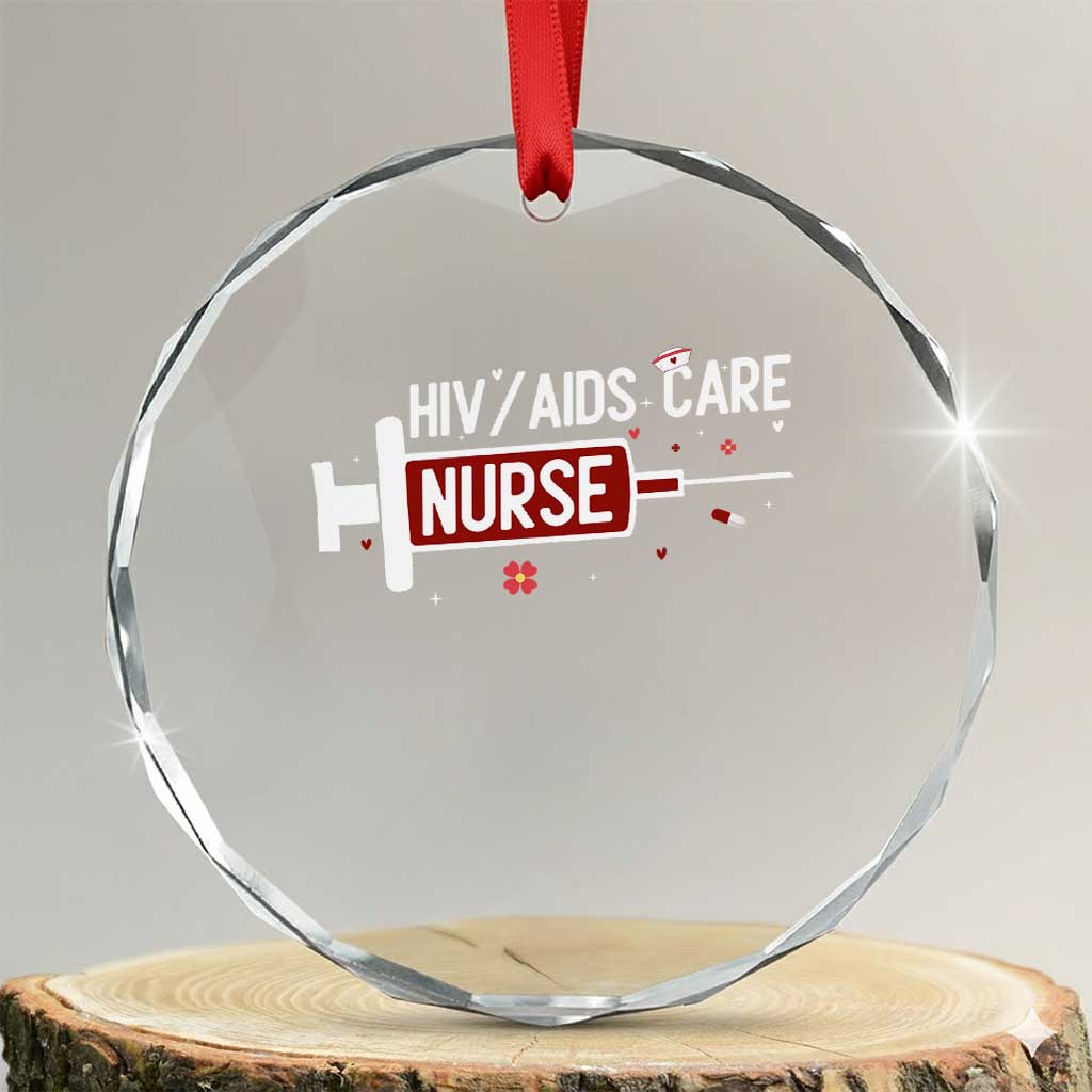 HIV AIDS Care Nurse Crystal Glass Ornament Red Ribbon Support Gift TS12 Transparent Glass 3'' Circle Print Your Wear