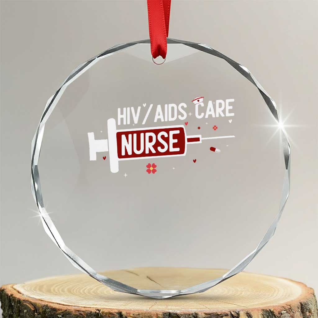 HIV AIDS Care Nurse Crystal Glass Ornament Red Ribbon Support Gift TS12 Transparent Glass 3'' Circle Print Your Wear
