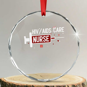 HIV AIDS Care Nurse Crystal Glass Ornament Red Ribbon Support Gift TS12 Transparent Glass 3'' Circle Print Your Wear
