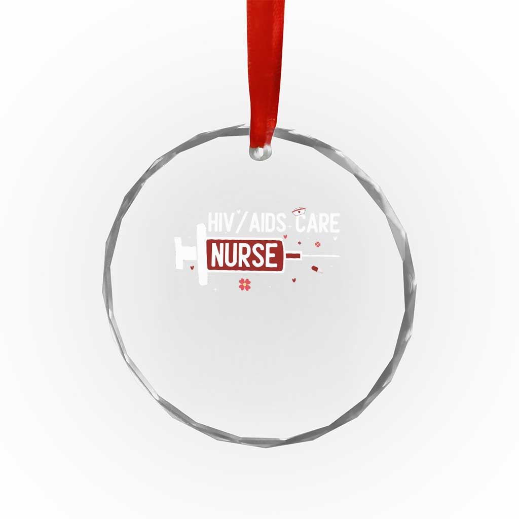 HIV AIDS Care Nurse Crystal Glass Ornament Red Ribbon Support Gift TS12 Print Your Wear
