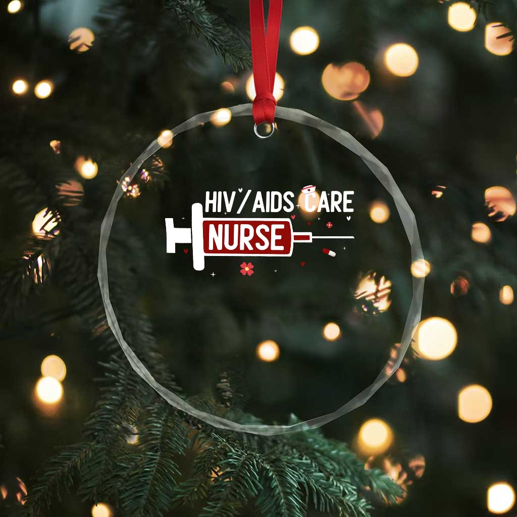 HIV AIDS Care Nurse Crystal Glass Ornament Red Ribbon Support Gift TS12 Print Your Wear