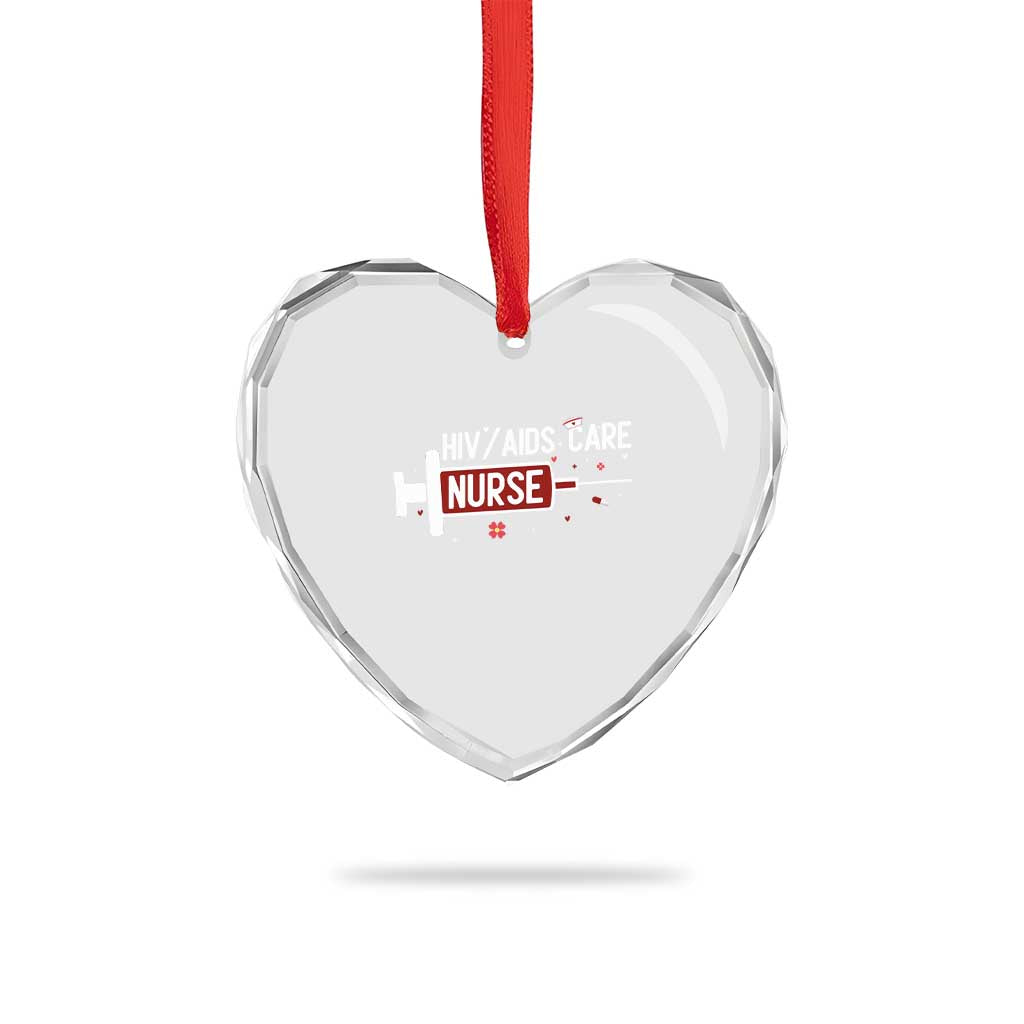 HIV AIDS Care Nurse Heart Crystal Glass Ornament Red Ribbon Support Gift TS12 Print Your Wear