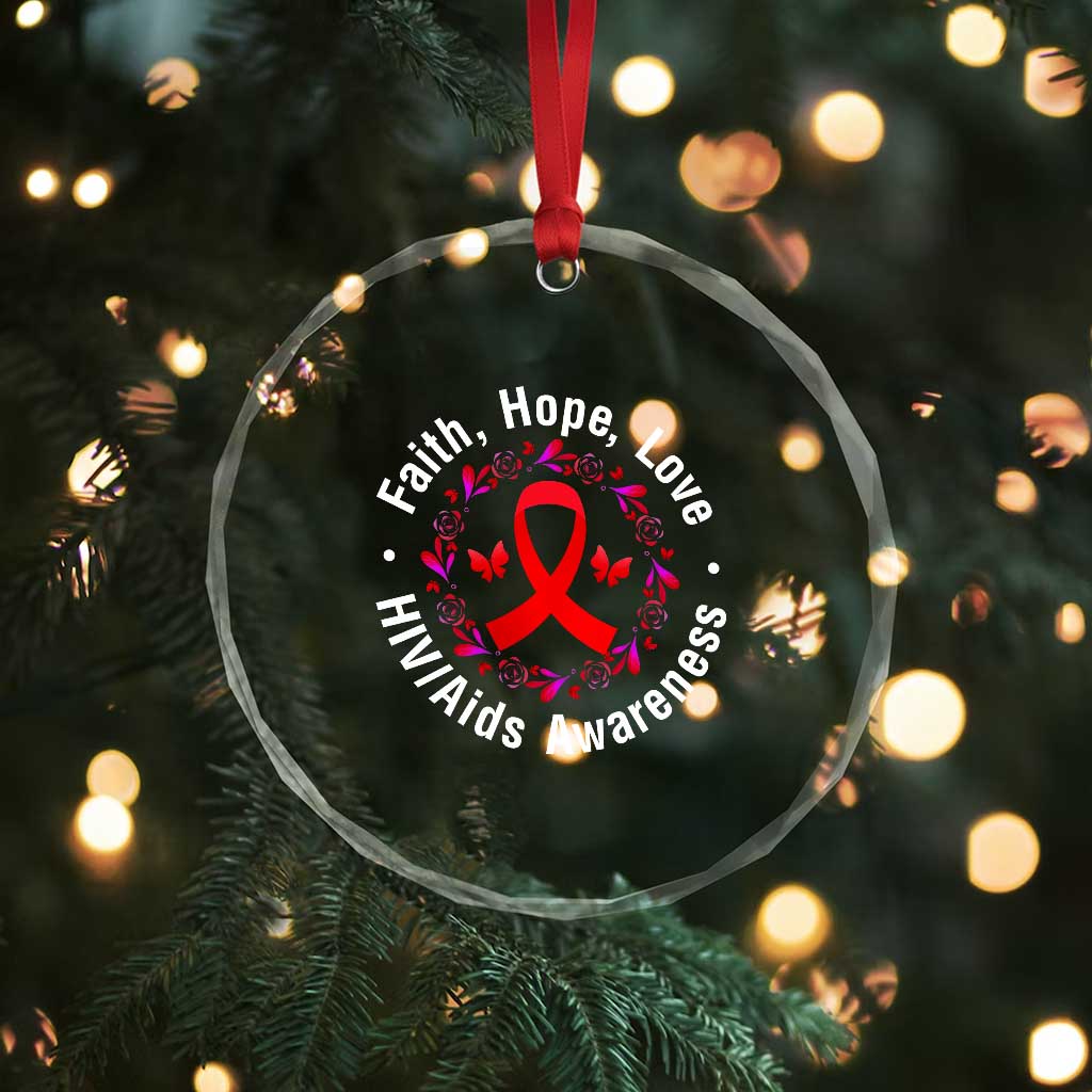 HIV Awareness Empowerment Gift Crystal Glass Ornament Faith Hope Love TS12 Print Your Wear